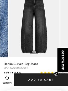 Commense Black Wide-Leg Curved Denim Jeans size small